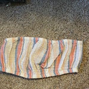 Bandeau Crop Top Size Small - Striped Pastels